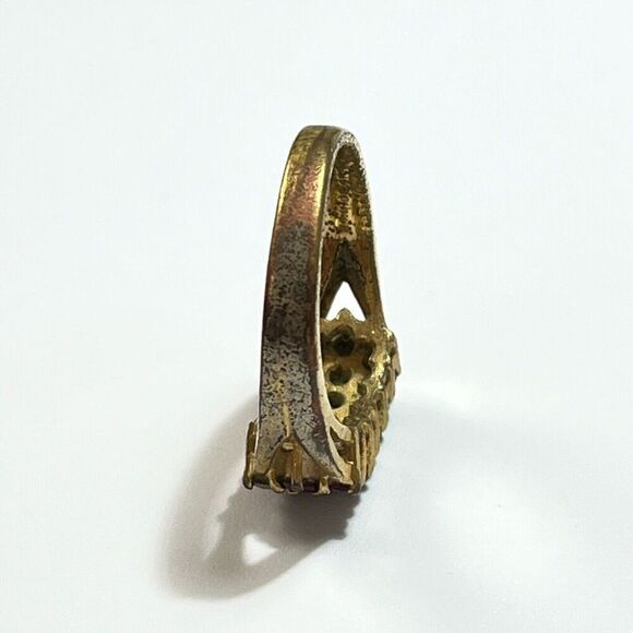 Vintage Estate Ruby Ring Size 7.5 18K Gold Plated Signed GRK Flaws - Picture 12 of 16